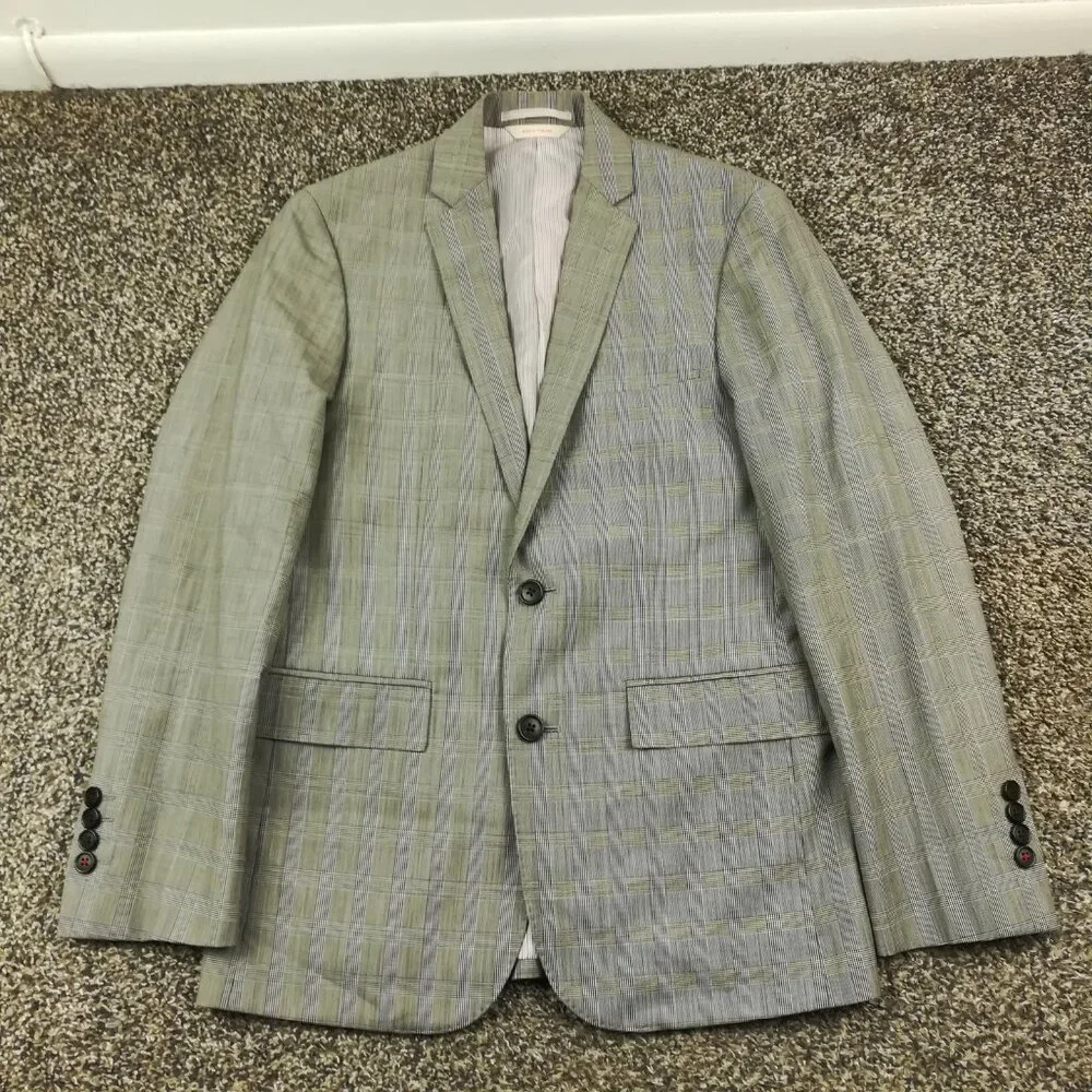 Brooks Brothers Sport Coat Angelico Italian Wool Glen Plaid Red Fleece Gray 36S